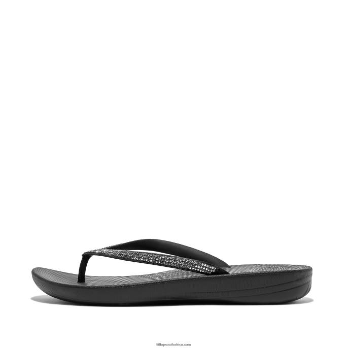 Women IQUSHION Sparkle Ergonomic Flip Flops Fitflop 882F16 Black