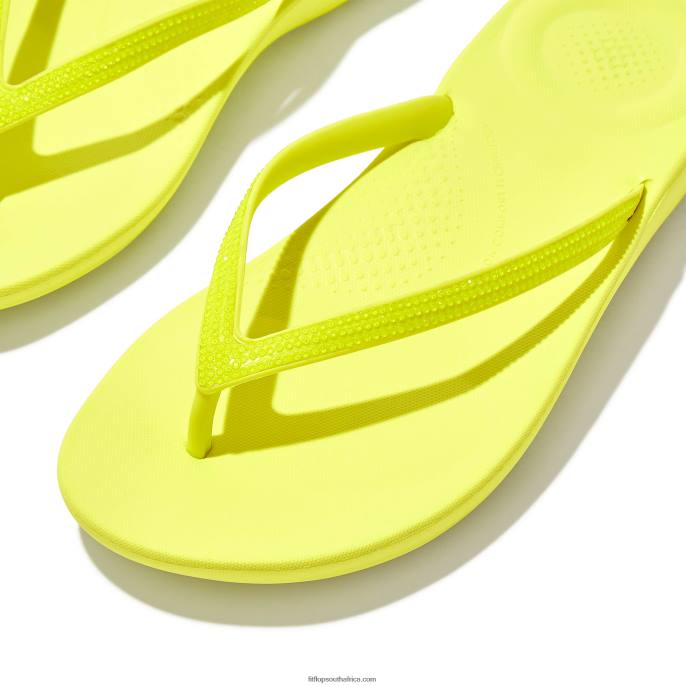 Women IQUSHION Sparkle Flip Flops Fitflop 882F15 Electric Yellow