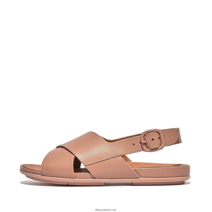 Women GRACIE Leather Crisscross Sandals Fitflop 882F71 Beige