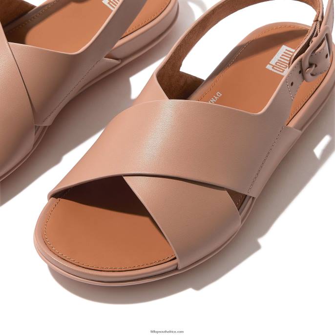 Women GRACIE Leather Crisscross Sandals Fitflop 882F71 Beige