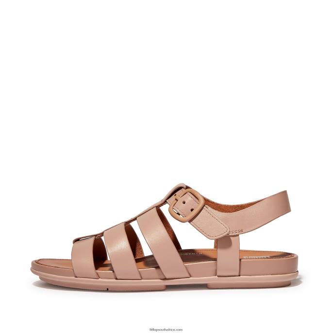 Women GRACIE Matt-Buckle Leather Fisherman Sandals Fitflop 882F45 Beige