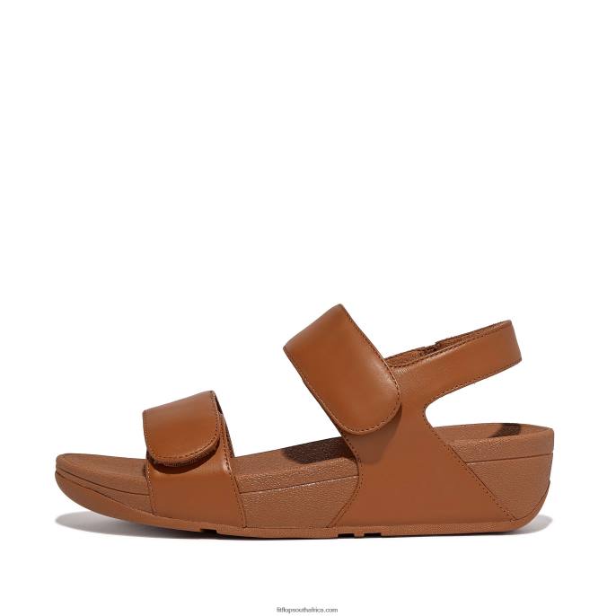 Women LULU Adjustable Leather Sandals Fitflop 882F53 Light Tan