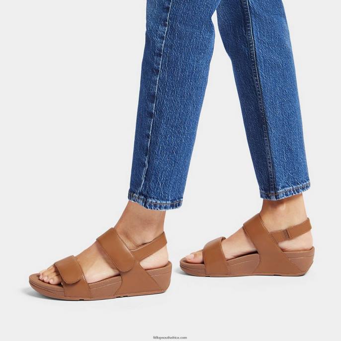 Women LULU Adjustable Leather Sandals Fitflop 882F53 Light Tan