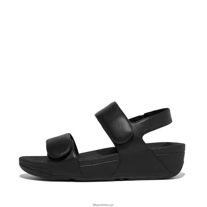 Women LULU Adjustable Leather Sandals Fitflop 882F55 All Black