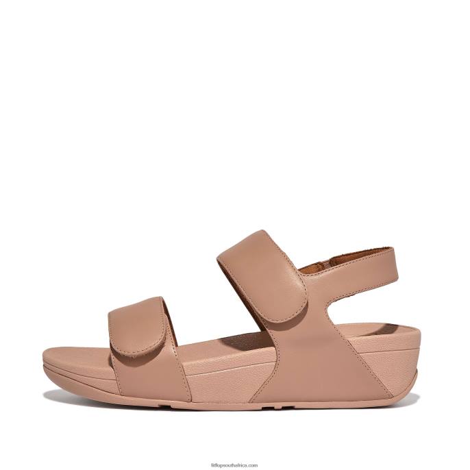Women LULU Adjustable Leather Sandals Fitflop 882F56 Beige