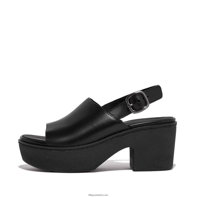 Women PILAR Leather Platform Sandals Fitflop 882F58 All Black