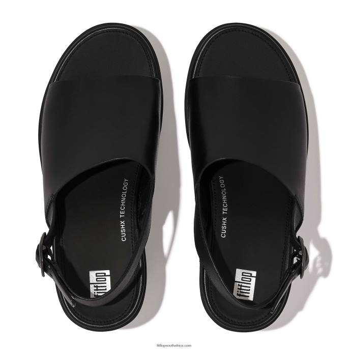 Women PILAR Leather Platform Sandals Fitflop 882F58 All Black