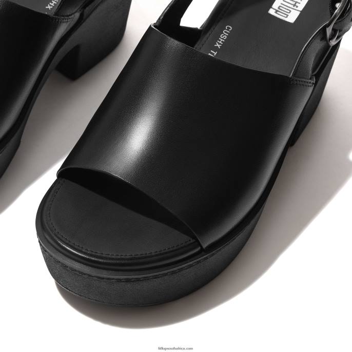 Women PILAR Leather Platform Sandals Fitflop 882F58 All Black