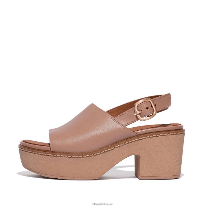 Women PILAR Leather Platform Sandals Fitflop 882F59 Beige Buff