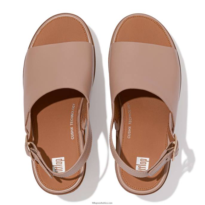Women PILAR Leather Platform Sandals Fitflop 882F59 Beige Buff