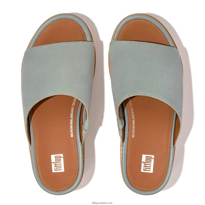 Women ELOISE Cork-Wrap Suede Wedge Slides Fitflop 882F156 Cool Blue