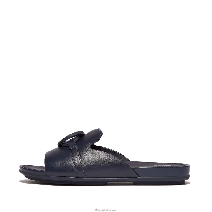 Women GRACIE Circlet Leather Slides Fitflop 882F189 Midnight Navy