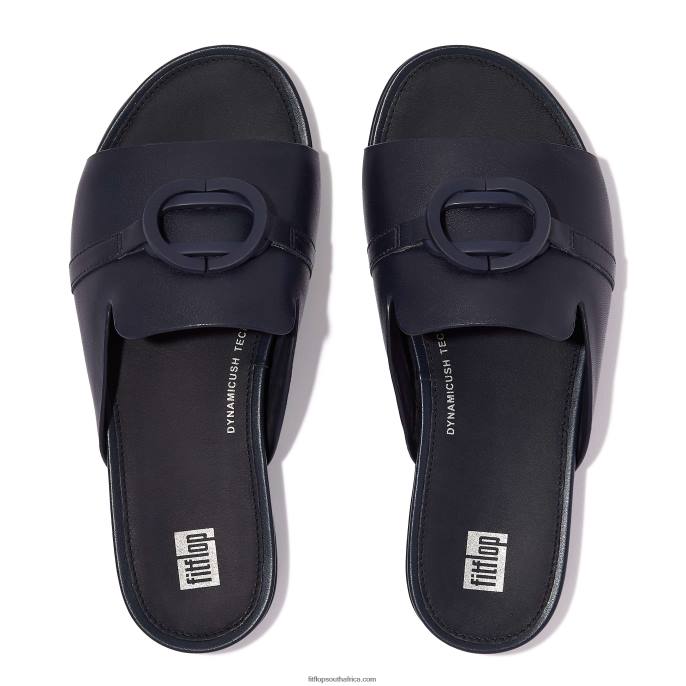 Women GRACIE Circlet Leather Slides Fitflop 882F189 Midnight Navy