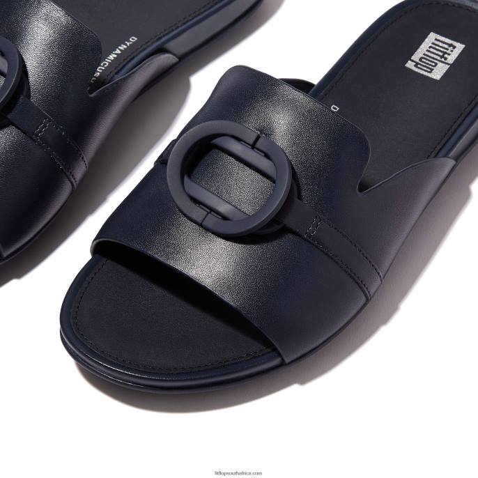 Women GRACIE Circlet Leather Slides Fitflop 882F189 Midnight Navy