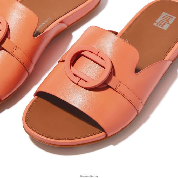 Women GRACIE Circlet Leather Slides Fitflop 882F190 Sunshine Coral