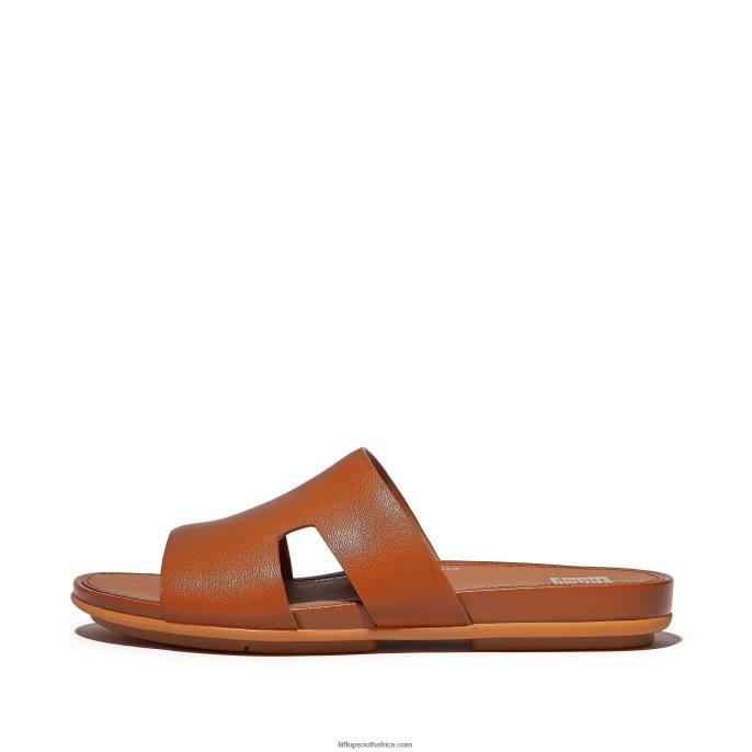 Women GRACIE Leather Slides With Toe Post Fitflop 882F142 Light Tan