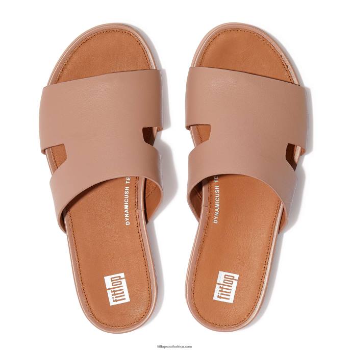 Women GRACIE Leather Slides With Toe Post Fitflop 882F143 Beige