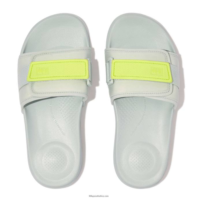 Women IQUSHION Adjustable Water-Resistant Slides Fitflop 882F107 Blue/Yellow