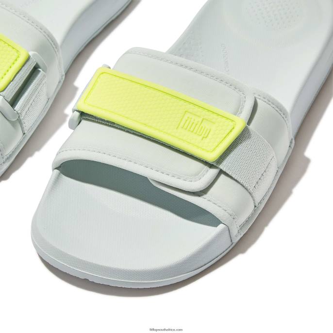 Women IQUSHION Adjustable Water-Resistant Slides Fitflop 882F107 Blue/Yellow
