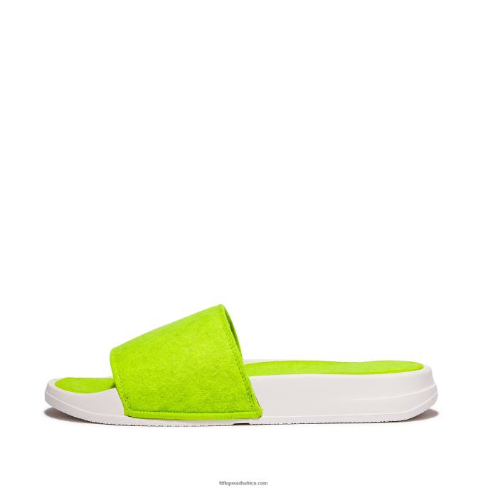 Women IQUSHION E01 Neon Felt Slides Fitflop 882F176 Electric Yellow