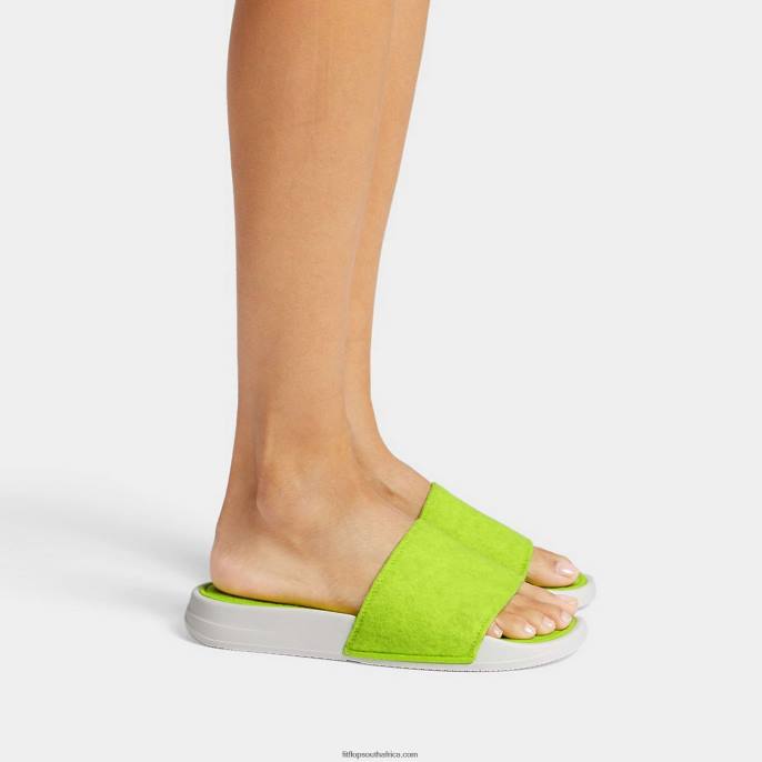 Women IQUSHION E01 Neon Felt Slides Fitflop 882F176 Electric Yellow