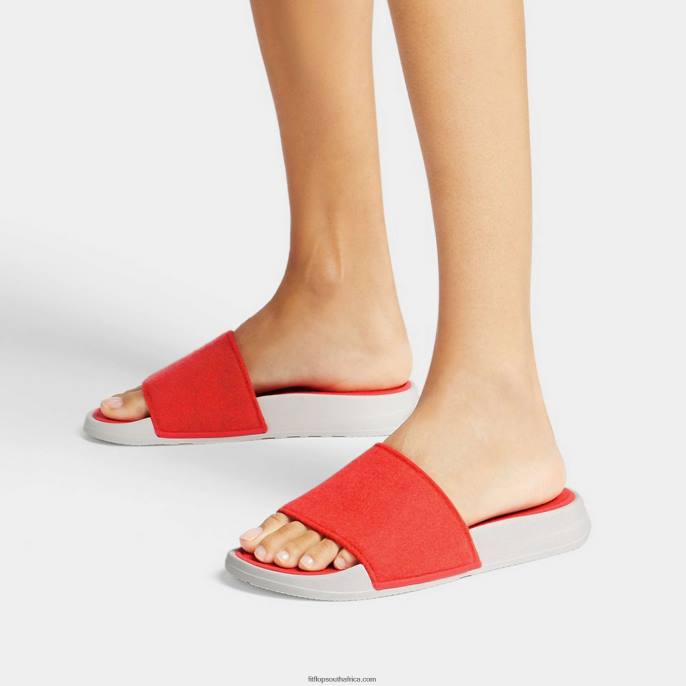 Women IQUSHION E01 Neon Felt Slides Fitflop 882F177 Neon Orange