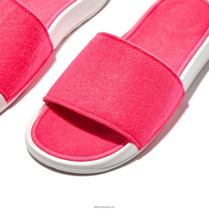 Women IQUSHION E01 Neon Felt Slides Fitflop 882F178 Pop Pink