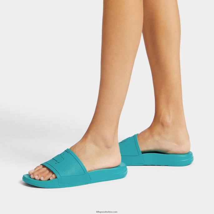 Women IQUSHION Pool Slides Fitflop 882F181 Tahiti Blue
