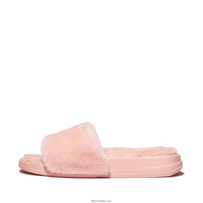 Women IQUSHION Shearling Slides Fitflop 882F198 Pink Salt