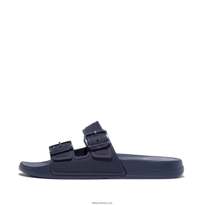 Women IQUSHION Two-Bar Buckle Slides Fitflop 882F90 Midnight Navy