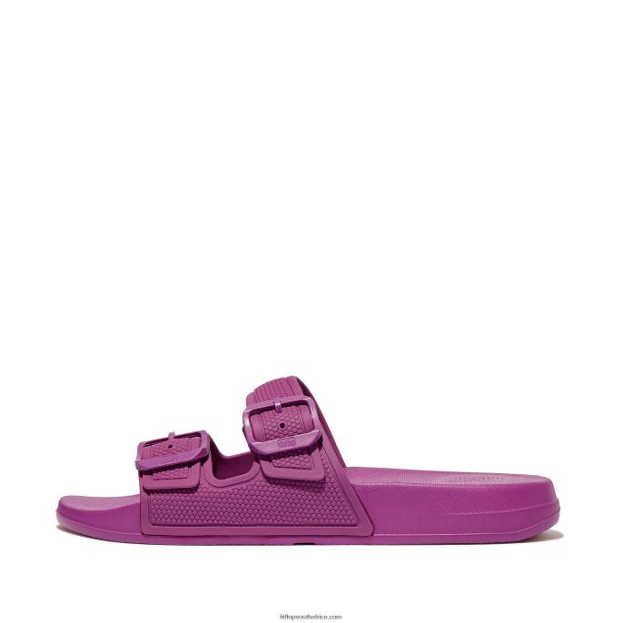 Women IQUSHION Two-Bar Buckle Slides Fitflop 882F91 Miami Violet