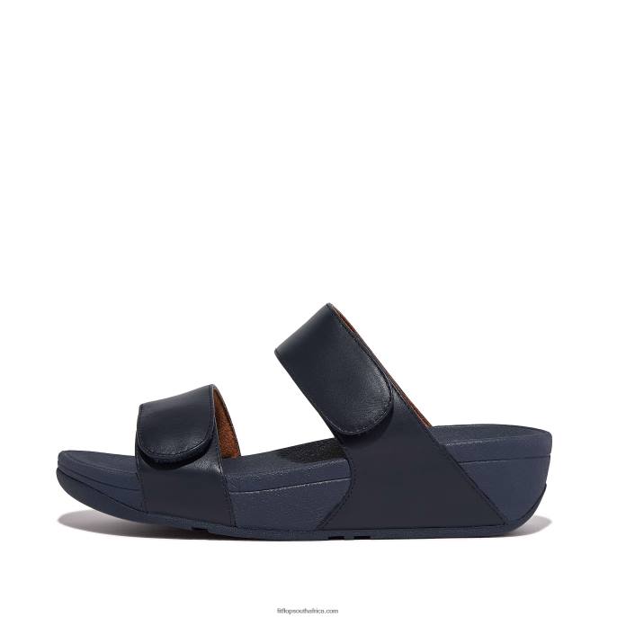 Women LULU Adjustable Leather Slides Fitflop 882F104 Midnight Navy