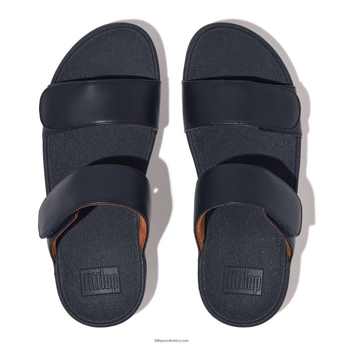 Women LULU Adjustable Leather Slides Fitflop 882F104 Midnight Navy