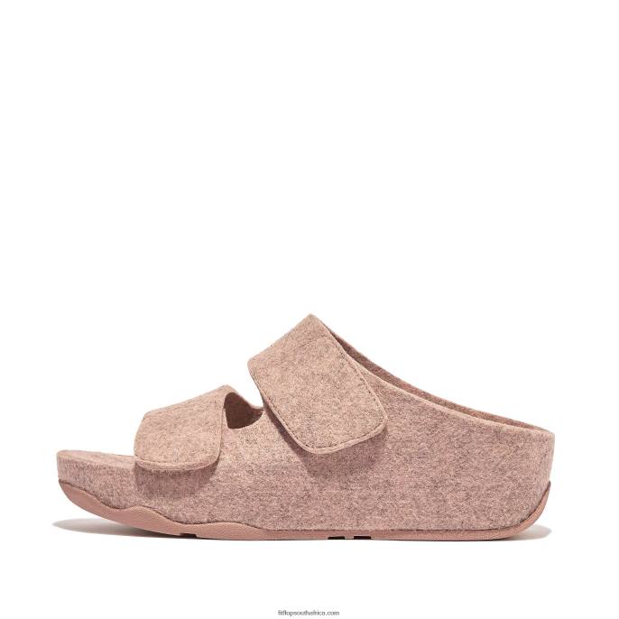 Women SHUV E01 Adjustable Two-Bar Felt Slides Fitflop 882F97 Beige