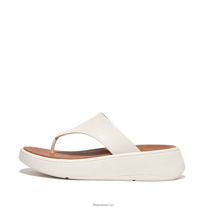 Women F-MODE Leather Flatform Toe-Post Sandals Fitflop 882F137 Cream