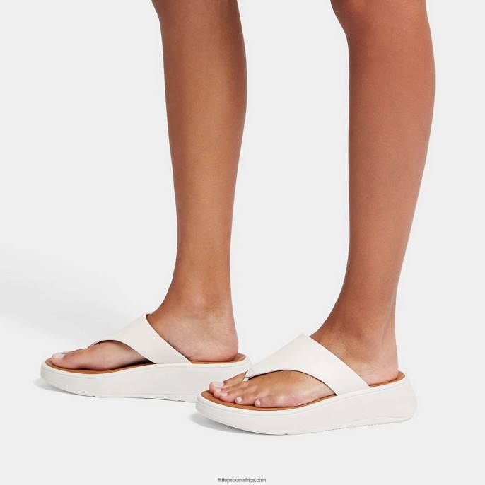 Women F-MODE Leather Flatform Toe-Post Sandals Fitflop 882F137 Cream