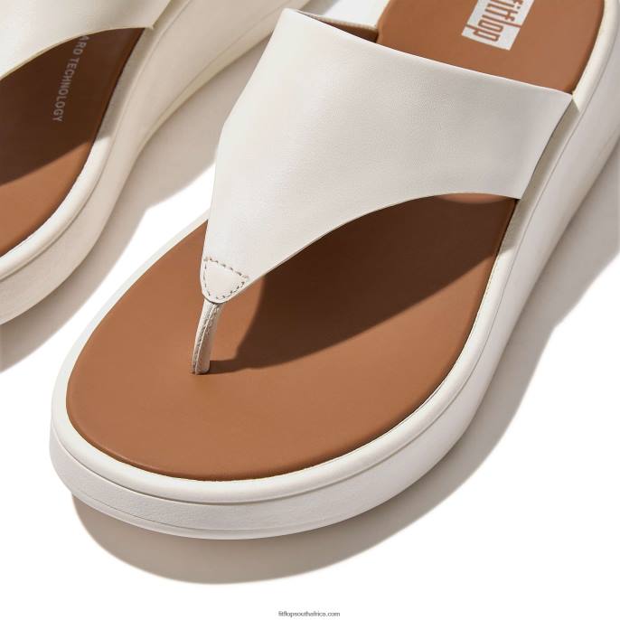 Women F-MODE Leather Flatform Toe-Post Sandals Fitflop 882F137 Cream