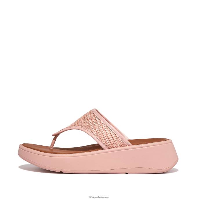 Women F-MODE Woven Flatform Toe-Post Sandals Fitflop 882F140 Pink Salt