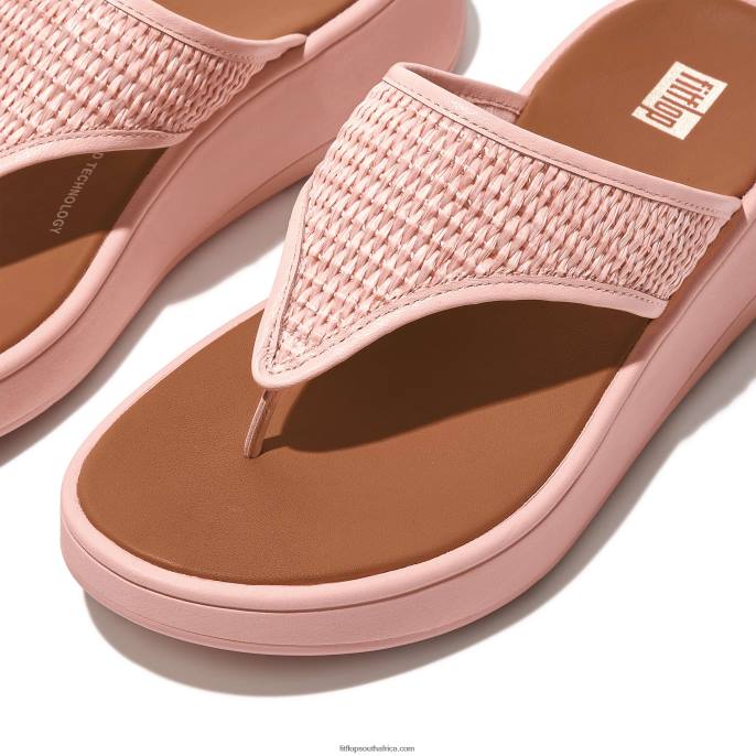 Women F-MODE Woven Flatform Toe-Post Sandals Fitflop 882F140 Pink Salt