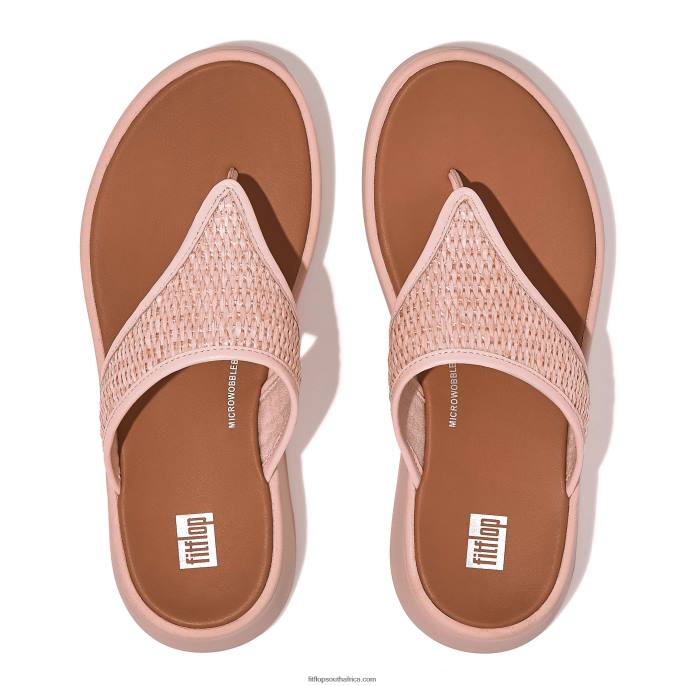 Women F-MODE Woven Flatform Toe-Post Sandals Fitflop 882F140 Pink Salt