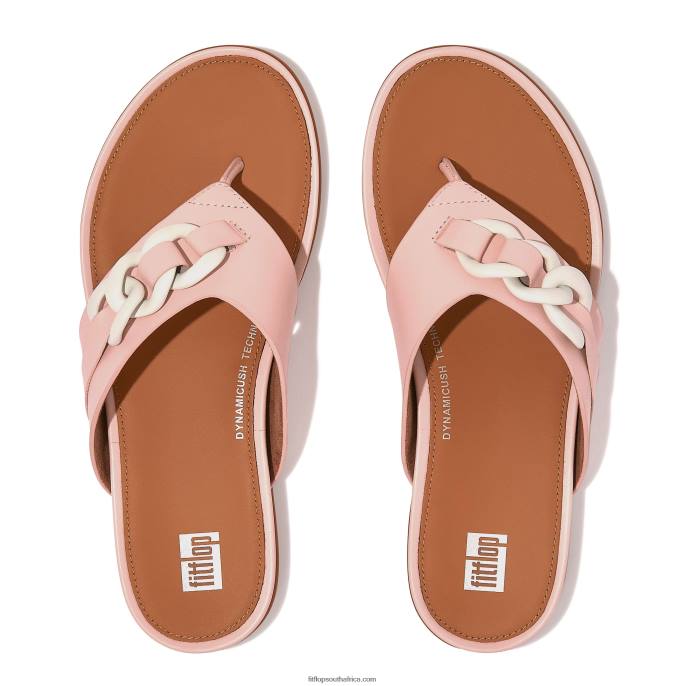 Women GRACIE Chain Leather Toe-Post Sandals Fitflop 882F132 Pink Salt