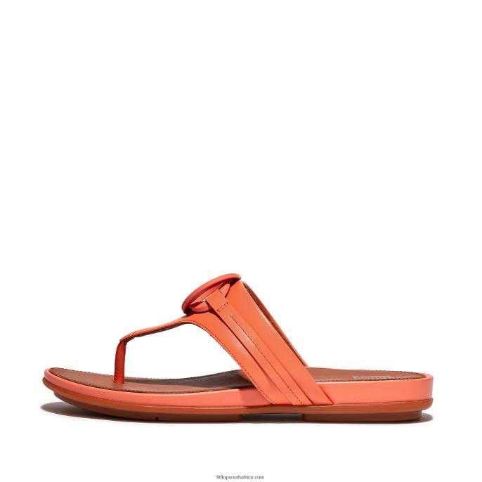 Women GRACIE Circlet Leather Toe-Post Sandals Fitflop 882F147 Sunshine Coral