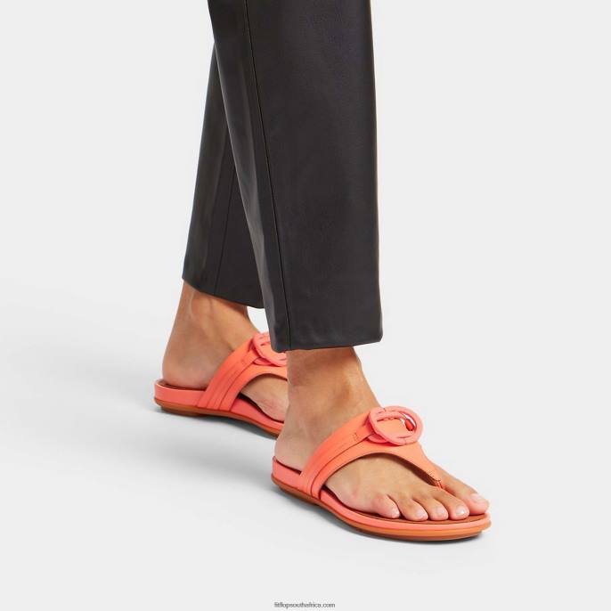 Women GRACIE Circlet Leather Toe-Post Sandals Fitflop 882F147 Sunshine Coral