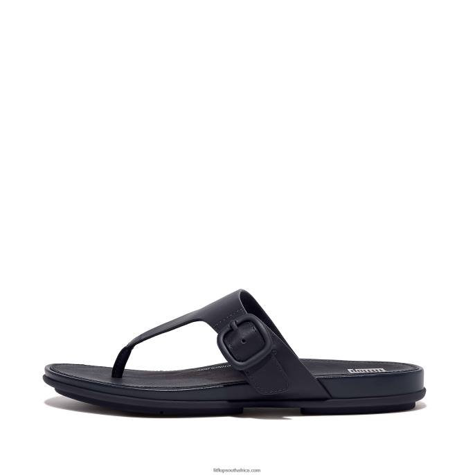 Women GRACIE Matt-Buckle Leather Toe-Post Sandals Fitflop 882F79 Midnight Navy