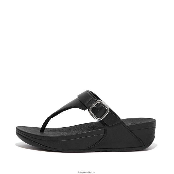 Women LULU Adjustable Leather Toe-Posts Fitflop 882F101 All Black