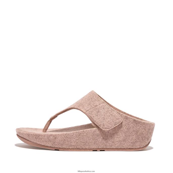 Women SHUV E01 Adjustable Felt Toe-Post Sandals Fitflop 882F94 Beige