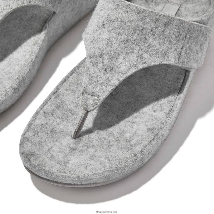 Women SHUV E01 Adjustable Felt Toe-Post Sandals Fitflop 882F95 Tiptoe Grey