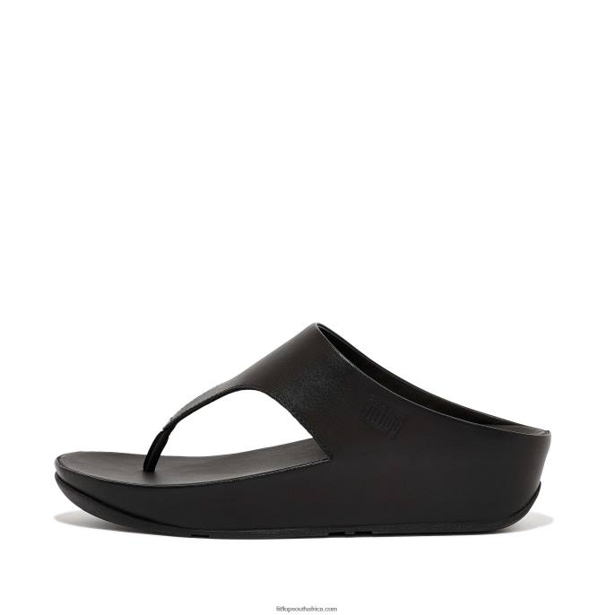 Women SHUV Leather Toe-Post Sandals Fitflop 882F148 All Black