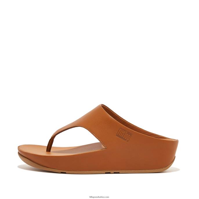 Women SHUV Leather Toe-Post Sandals Fitflop 882F149 Light Tan