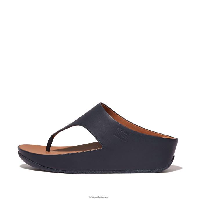Women SHUV Leather Toe-Post Sandals Fitflop 882F150 Midnight Navy